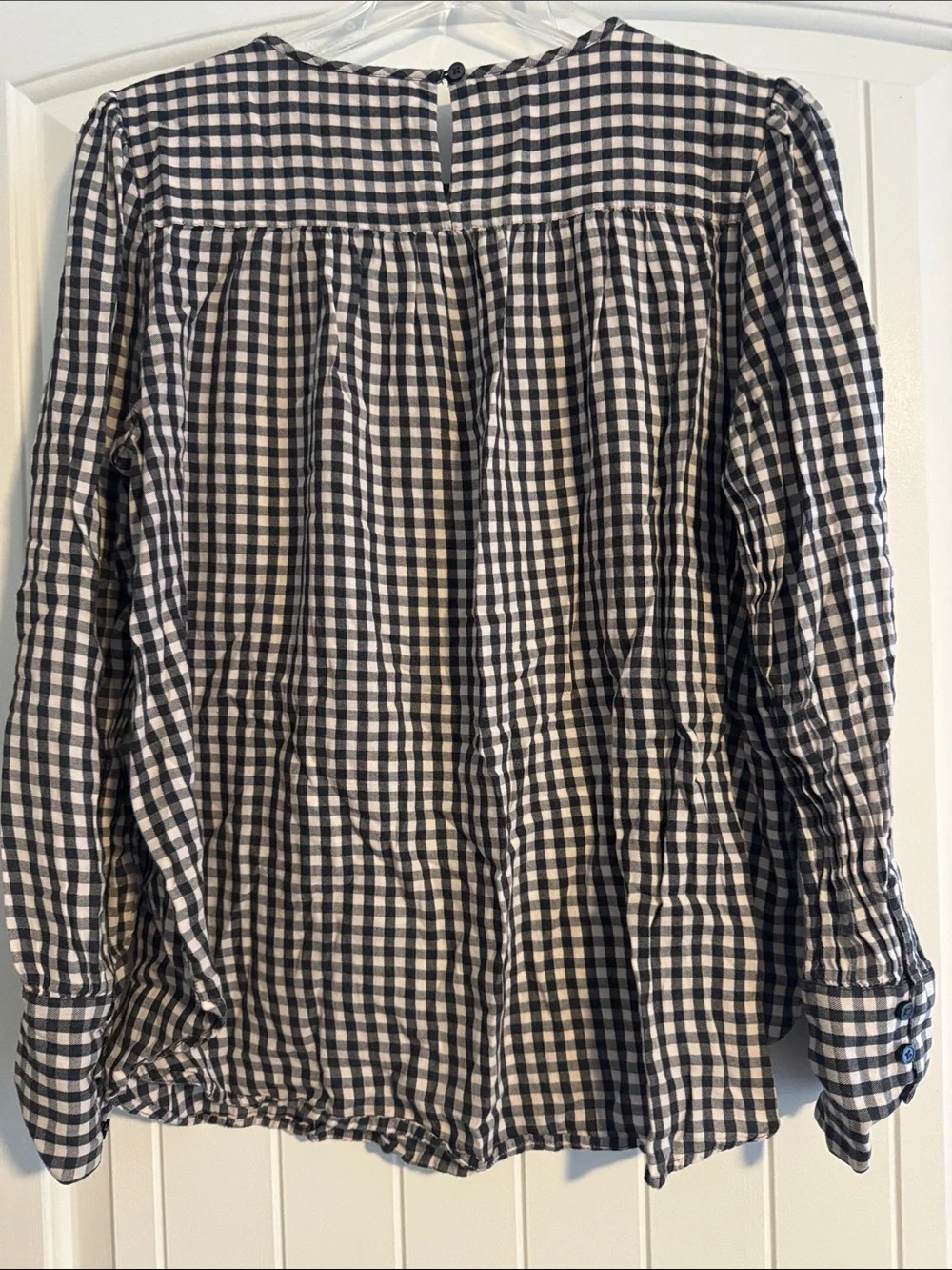 LOFT Black and White Gingham Blouse